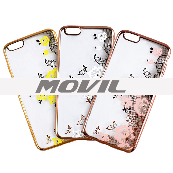 NP-2590 Enchapado TPU Estuches con Diamante para iPhone 6 Plus-0